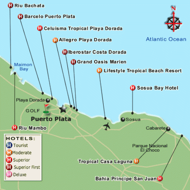 Сосуа на карте Доминиканы