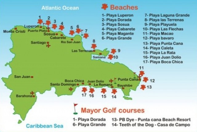 Курорт Бока Чика на карте Доминиканы