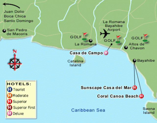 Курорт Ла Рамона на карте Доминикане